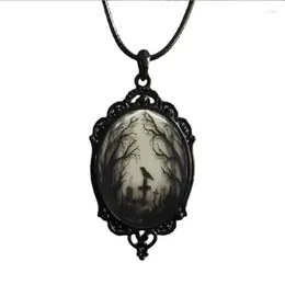 Anhänger Halsketten Gothic Dark Crow Cross Halskette Receptacle Bird Handmade Cool