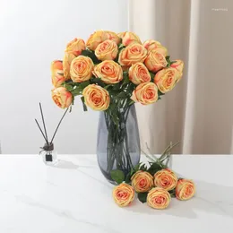 Декоративные цветы, 10 шт., искусственный цветок розы, роскошный букет, украшение для дома, аксессуары