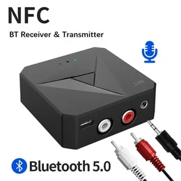 الموصلات Bluetoothcompatible 5.0 جهاز إرسال مستقبل 3.5 مم A2DP/AVRCP MUSIC ADAPTER ADAPTER ADAPTER CALL MIC NFC CAR للتلفزيون AUTO ON