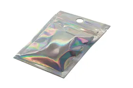 100st Retail Clear Front Zip Lock Aluminium Foil Package Bag Recloserble Holographic Mylar Storage Hang Hole Påsar för elektronisk GR1814130