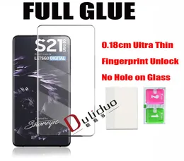 018mm 3D Curved Full Lim Tempered Glass Screen Protector för Samsung Galaxy S21 Ultra S20 S10 Note20 Plus S9 S8 Note9 Note8 Fing7937338