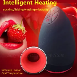 Lamber elétrica chupar máquina de sexo oral automática 6 velocidades vibrando calor inteligente masturbador masculino copo brinquedo sexual adulto para homens d18115954277