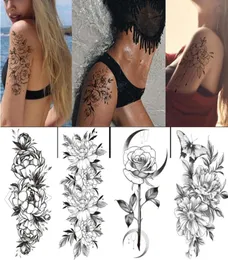 100 Pcs Todo Legal Preto Flor Arte Corpo À Prova D 'Água Tatuagens Temporárias Mulheres Beleza Sexy Rose Design Flash Falso Tatuagem Adesivo T1855818