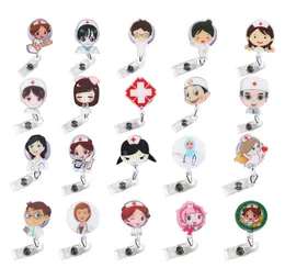 2021 Cute Korea Badge Reel Retractable Pull Buckle ID Card Badge Holder Reels Belt Clip Hospital School Office Supplies AntiLost 6131995