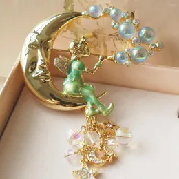 Brooches High Quality Moon Personality Fairy Brooch Vintage Blowing Bubbles Antique Accessory