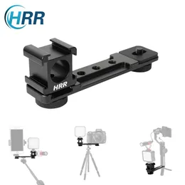 Monopods Triple Cold Shoe Extension Bar Microphone Mount LED Ljusfästet 1/4 Adapter för GoPro DJi Osmo 3 OM4 5 6 Gimbal Tripod Monopod