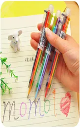 Новинка, цветные ручки 6 в 1, простые однотонные многофункциональные многоцветные шариковые ручки, канцелярские принадлежности для школьников, красочные ручки со сменными ручками8498551