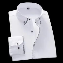 White Shirt for Men Long Sleeves Business Casual Solid Color Camisas Male Dress Shirts Men's Slim Fit Underwear 5XL 6XL 7XL 8XL 240110