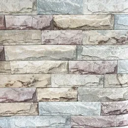 Adesivos de parede 3D PVC Plain Brick Paper Stone Room Effect Auto-adesivo Adesivo Decoração Home Rústico Papel de Parede B6M5