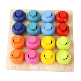 Wood Blocks Sorting Puzzle Sorter Stacker Cognitive Learning Counting Toys Color Stacking Rings Board for Toddler 240110