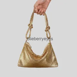 Totes Fashion Metal Mesh Women Shoulder Bags Designer Sequined Lady Handbags Luxury Evening Party Tote Purses Glitter Female Bag 2023blieberryeyes