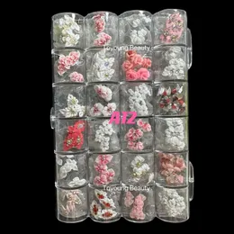 100PCS Nagel Perlen Schmuck handgemachte Weihnachten Frohe Kawaii Nail Art Charms anpassen Dekoration Aufkleber 3D Acryl Blumen 240109