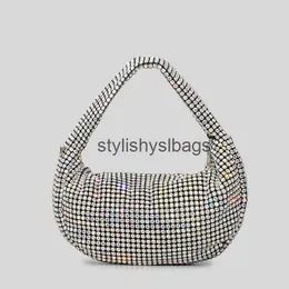 Totes borse da sera di lusso con diamanti pochette da sera firmate rhinone borse da donna borse da festa shinny borsa a rete in cristallo sier 2023stylishyslbags