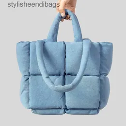 Omuz çantaları moda denim yumuşak puffer çanta tasarımcısı yastıklı kadın çanta pamuklu bayan omuz çantaları sıcak kış tote çantası 2023stylisheendibags