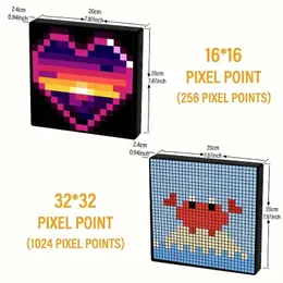 1 adet LED Pixel Ekran, Programlanabilir LED ekran Gecesi Işığı, Uygulama Kontrolü, DIY Metin Deseni Animasyonu, Ev Dekorasyonu, Sanat Oluşturma, Oyun Odası, Bar