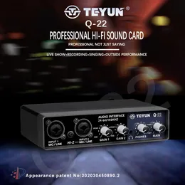 TEYUN Q22 Q16 Audio Interface Professional Portable Sound Card USB Computer Arranger Live For Studio Recording 240110