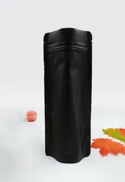 100pcs Siyah Stand ve Düz Alt Zip Kilidi Yiyecek Paketleme Çantası Mat Buzlu Yeniden Yeniden Yeniden Yeniden Yeniden Kahve Paketleme Fermuar Mylar Daimi Pouc5609211