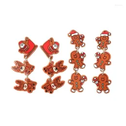 Charms 4st Christmas Creative Acrylic Gingerbread Man Gingle Bells smycken för halsband nyckelring DIY