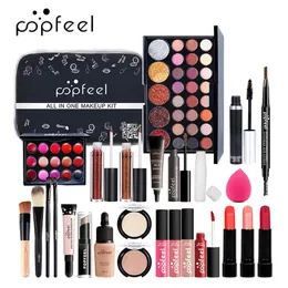 Gloss POPFEEL Lucidalabbra Pennello per trucco Ombretto Blush Fondotinta liquido Puff Borsa per cosmetici Matita per sopracciglia Kit per il trucco