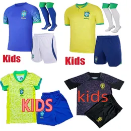 Futbol Jersey Camiseta de Futbol Dünya Kupası Paqueta Neres Coutinho Brazils Futbol Gömlek Firmino İsa Marcelo Pele Brasil Maillot de Foot Kids Kit