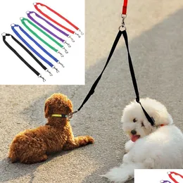 Coleiras de cachorro Trelas 50 pcs 2 em 1 Colorf Nylon Casal Duplo Gato Pet Coleira Trela Treinamento Andando Harness Drop Delivery Home Dh4ty