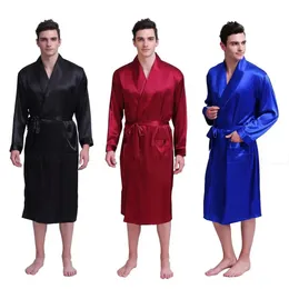 Mens Silk Satin Robes Bathrobe Nightgown Sleepwear Pyjamas Pyjamas S ~ 3XL Plus__fit All Seasons 240110