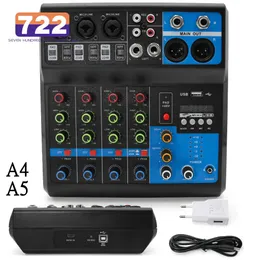 HD A4 A5 Soundkarte Mischpult Mixer Professionelles Audio 4 5 Kanäle für Live-Streaming DJ-Equipment 240110