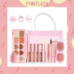 Gloss pinkflash 1 aniversário conjuntos de maquiagem rosto cheio corretivo líquido fundação beleza brilho labial rímel delineador rosto blush cosméticos