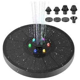 Trädgårdsdekorationer solfontänpump för fågelbad 3W flytande med 6 LED -lampor 7 Nozzles Pond Pool Backyard