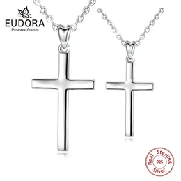 ペンダントEUDORA 925 STERLING SILVER SOLID Cross Necklace SmallまたはLarge Cross Pendant Minimalist Tiny Necklaces Dainty JewelryCyd432