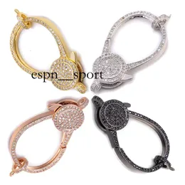 espnsport Riversr CZ Micro Pave Karabinerverschluss Zubehör Weiß Rosa Gelb Gun Schwarz Kupfer Zirkon Anhänger Halskette Armband Anschlüsse DIY Schmuck