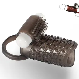 Cristal preto manga pênis clitóris gspot estimulação retardando pênis anel peniano com design vibrador brinquedo sexual para male6359191