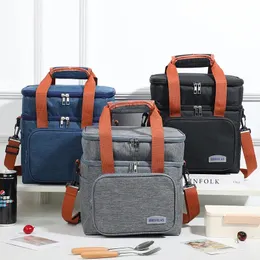 Portable Thermal Lunch Bag Picnic Food Cooler Bags Insulated Case Durable Waterproof Office Lunchbag Shoulder Strap Cooling Box 240109