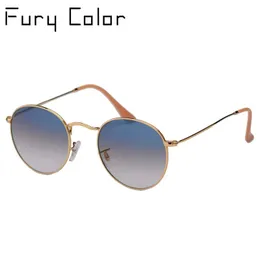 Occhiali da sole Lenti in vero vetro Uv400 Occhiali da sole rotondi retrò Occhiali da sole Uomo Donna Designer Marca Femminile Oculos De Sol 3447