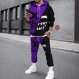 Autumn Winter Tracksuits Men's Hoodies Pants Suit 3D Smile Face Trump Trousers Suits Pullover Sweatpants Casual Streetwear Set 240110