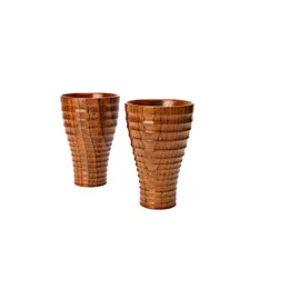 Cups Saucers High Quality Hand-Made Wooden Cup For Water Beer Coffee Drinkware Wood Teacups Teaware Kitchen Accessories Drop Deliv Dhohy