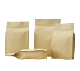 Kraft Paper Eight Edge Sealing Bags Zip Lock Brown Aluminum Foil Thicken Packaging CoffeeNutGrain Food Package Pouches 6 sizes 4809302