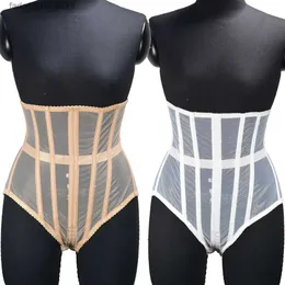 Midja mage shaper kvinnors buk korsett transparenta trosor grödor mage formen skräp magkontroll midja med ben mesh body shaper q240110