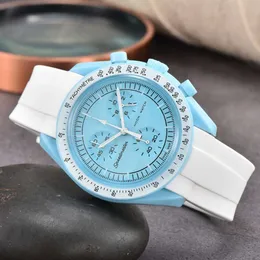 Luxury Watchmen Moonswatch Men Watches 5a High Quality Quartz Movement Chronograph Wristwatch Designer Omegawatch All Dial Work Womenwatch Montre Luxe B2TU