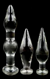 Diametro da 48mm a 80mm Pyrex Crystal Glass Anal Plug Big Long Butt Plug in vetro Pene Adulto Gspot Masturbatore maschile Dildo Giocattoli del sesso gay Y207608552