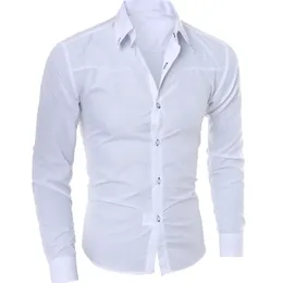 Herrskjorta lyxig avslappnad formell långärmad Slim Fit Business Dress Shirts Tops Pend Office Work Shirt Topps Male Clothing 240109