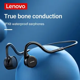 Hörlurar Lenovo X5 Bone Lednings hörlurar Sport som kör IPX8 Vattentät Bluetooth -headset trådlöst hörlur 8 GB förvaring med mikrofon