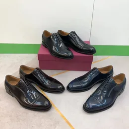 Scarpe eleganti da uomo d'affari Fermin nere da uomo in pelle spazzolata di lusso con lacci accattivanti Oxford 240110