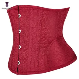 Corsetto sottoseno rosso a busto corto Corsetto Steampunk Top a forma di clessidra Shaper per la vita dimagrante 240110