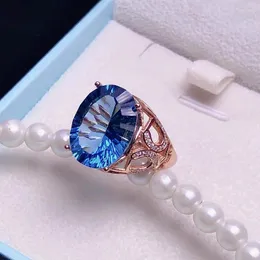 Küme halkaları Parti için parlak topaz yüzüğü 12mm 16mm 12ct doğal gümüş katı 925 kadın takı ile altın kaplama