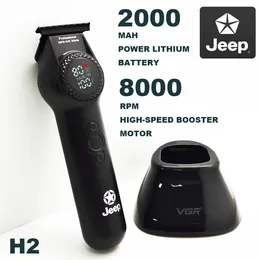 8000RPM aparador profissional H2 DLC lâmina revestida de cerâmica lâmina móvel com duas velocidades ajustável passo de dente zero 2000mAh Barbers 240110