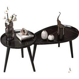 Vardagsrumsmöbler Zhanyun häckande mitten av århundradet Ovalcoffee Table Set av 2 små utrymmen - Sidans ände för sovrumsleveranshem GA DHEDK