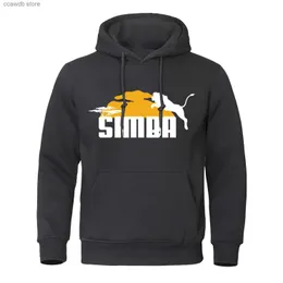 Men's Hoodies Sweatshirts Lions Running And Jumping On The Grassland Clothes Men Funny Casual Streetwear Personality Pullover Hoodies Fleece Casual Tops T240110