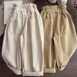 Pantolon 2024 bahar sonbahar çocukları kızlar geniş bacak pantolon pamuk cep gevşek elastik bel bebek girs cusual çocuklar