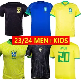 축구 저지 Camiseta De Futbol World Cup 2023 Paqueta Neres Coutinho 브라질 축구 셔츠 Firmino 예수 Marcelo Pele Brasil 22 23 Maillot de Foot Men Kids Kit